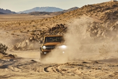 Pre-production 2021 two-door Bronco Black Diamond series in Cyber Orange Metallic Tri-Coat with available Sasquatch™ off-road package.