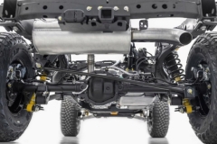 2021 Bronco rear chassis with five-link solid axle, available Bilstein coil-over shock absorbers and M220 Dana 44 differential with electronic locking.